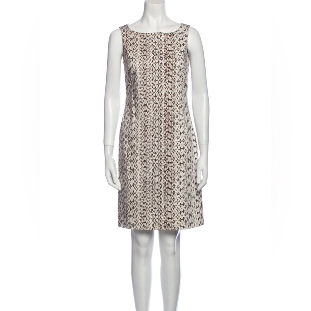 MaxMara Snake Skin Print Brown White Cotton Sleeveless Mini Dress NWT Size 6